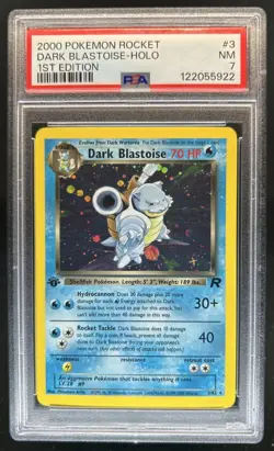 2000 Pokemon Team Rocket First Edition Dark Blastoise Holo #3/82 PSA 7 - Image 1