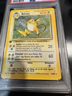 PSA 9 1st Edition Base Set Raichu 14 NM-MT Pokemon Card Vintage Graded German - Image 3