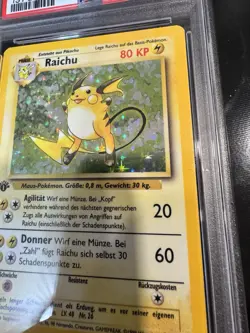 PSA 9 1st Edition Base Set Raichu 14 NM-MT Pokemon Card Vintage Graded German - Image 4