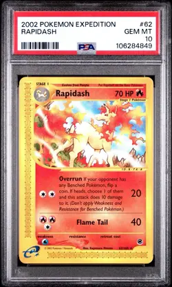 2002 POKEMON EXPEDITION #62 RAPIDASH PSA 10 - Image 1