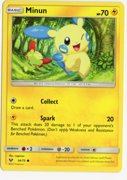 Minun 34/73 Shining Legends Pokemon Card - Image 1
