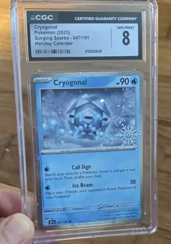 Cryogonal 047/191 Surging Sparks Holiday Calendar Holo CGC 8 90 HP Pokemon TCG - Image 1