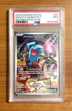 2025 Pokemon, Destined Rivals, Rocket's Wobbuffet ETB Promo #203, PSA 9 - Image 1