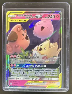 2019 Pokemon SM Cosmic Eclipse Togepi Cleffa Igglybuff Tag Team Holo #143/236 - Image 1