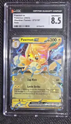 Pokemon TCG Pawmot EX 73/197 Double Rare Holo SV03 Obsidian Flames CGC 8.5 - Image 1