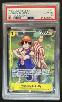 2025 One Piece Sail Event Promo Monkey D. Luffy Alt Art #OP10-111 PSA 10 Gem - Image 1