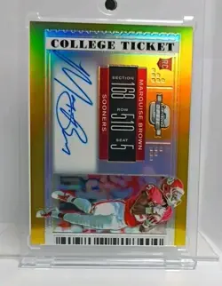 Marquise Brown Rookie Auto Panini Contenders Optic DP College Ticket 2019 #/10 - Image 1
