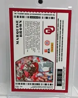 Marquise Brown Rookie Auto Panini Contenders Optic DP College Ticket 2019 #/10 - Image 2