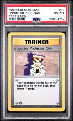 1999 Pokemon Game 1st Edition Impostor Professor Oak PSA 8 NM-MT - Image 1