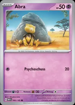 Pokemon Karten 151 Abra 063/165 Deutsch - Image 1