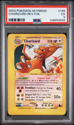 2003 POKEMON SKYRIDGE #146 CHARIZARD-REVERSE FOIL PSA 5 - Image 1