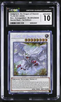 Judgement, The Dragon Of Heaven *CGC 10* POP 1 *Secret Rare* BLAR-EN049 * Yugioh - Image 1