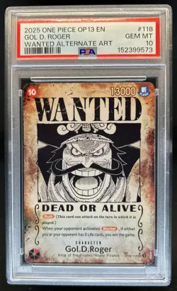 2025 One Piece Carrying On His Will Gol D Roger Wanted Alt Art #OP09-118 PSA 10 - Image 1