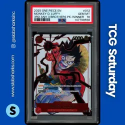 2025 ONE PIECE 3RD ANV 3 BROS PACK WINNER PROMO #ST01-012 MONKEY D. LUFFY PSA 10 - Image 1