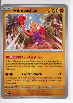 HITMONCHAN SCARLET VIOLET 151 SET POKEMON CARD 107/165 NM/M - Image 1