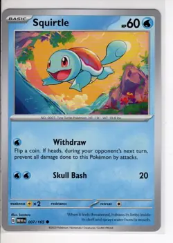 SQUIRTLE SCARLET VIOLET 151 SET POKEMON CARD 007/165 NM/M - Image 1