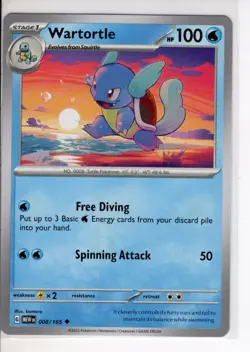 WARTORTLE SCARLET VIOLET 151 SET POKEMON CARD 008/165 NM/M - Image 1