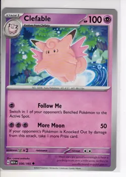 CLEFABLE SCARLET VIOLET 151 SET POKEMON CARD 036/165 NM/M - Image 1