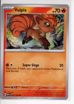 VULPIX SCARLET VIOLET 151 SET POKEMON CARD 037/165 VG - Image 1
