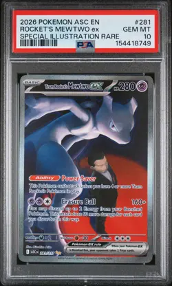 2026 POKEMON ASC SPECIAL ILLUSTRATION RARE #281 TEAM ROCKET'S MEWTWO EX PSA 10 - Image 1