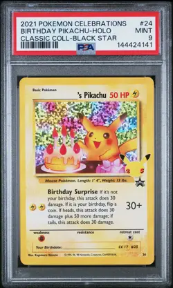2021 POKEMON CELEBRATIONS CLASSIC COLLECTION #24 BIRTHDAY PIKACHU-HOLO PSA 9 - Image 1