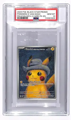 2023 Pokemon Black Star Promo Pikachu Van Gogh Grey Felt Hat Pack PSA 10 (e) - Image 1