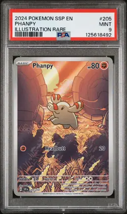 2024 POKEMON SSP EN-SURGING SPARKS ILLUSTRATION RARE #205 PHANPY PSA 9 - Image 1