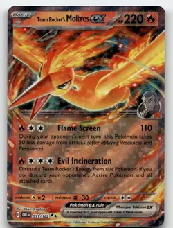 TEAM ROCKET'S MOLTRES EX 031/182 DOUBLE RARE DESTINED RIVALS POKEMON NEAR MINT - Image 1
