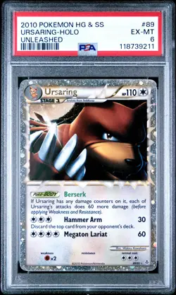 2010 POKEMON UNLEASHED URSARING PRIME #89 ULTRA RARE HOLO PSA 6 EX #118739211 - Image 1