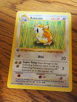 Pokemon 1999 1st Edition Shadowless Base Raticate uncommon card - Image 1