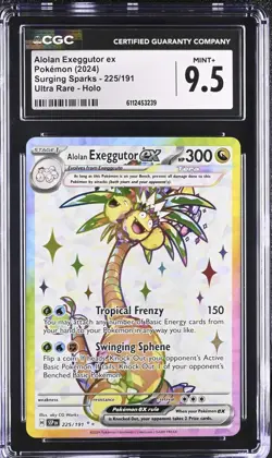 Pokemon Alolan Exeggutor ex Ultra Rare Holo CGC 9.5 225/191 Sv08 Surging Sparks - Image 1