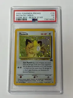 Pokemon Meowth #10 Black Star Promo Gameboy Holo - Image 1