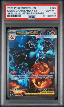 2025 POKEMON PFL EN-PHANTASMAL FLAMES #125 MEGA CHARIZARD X EX PSA 10 - Image 1