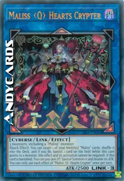 MALISS <Q> HEARTS CRYPTER (Di Cuori) Ultra R Emblema • 25LP EN016 • Lim • Yugioh - Image 1