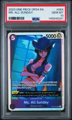 2023 ONE PIECE OP04-KINGDOMS OF INTRIGUE #064 MS. ALL SUNDAY PSA 10 - Image 1