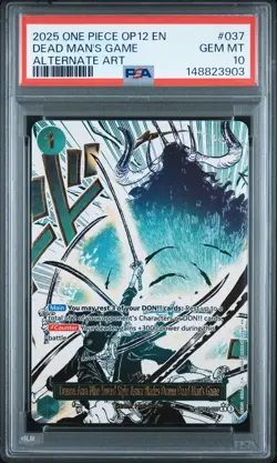 2025 ONE PIECE OP12-LEGACY OF THE MASTER ALT ART #037 DEAD MAN'S GAME PSA 10 - Image 1