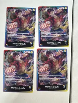 4 One Piece Monkey.D.Luffy Leader PL Cards - Image 1
