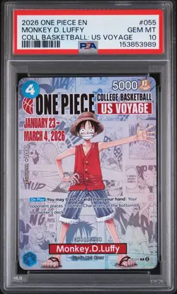 2026 ONE PIECE PROMOS COLLEGE BASKETBALL: US VOYAGE MONKEY D. LUFFY PSA 10 - Image 1