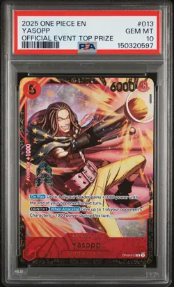 2025 ONE PIECE PROMOS OFFICIAL EVENT TOP PRIZE #013 YASOPP PSA 10 - Image 1
