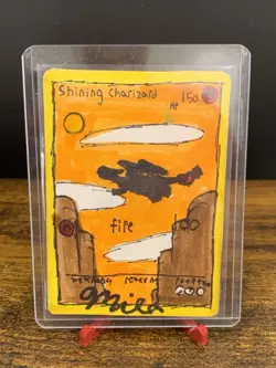 Custom Hand Drawn Shining Charizard Pokemon card not authentic 100% hand drawn - Image 1