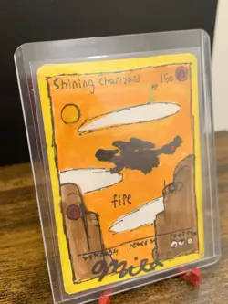 Custom Hand Drawn Shining Charizard Pokemon card not authentic 100% hand drawn - Image 2