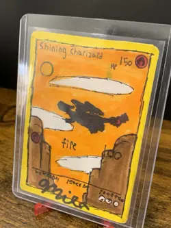 Custom Hand Drawn Shining Charizard Pokemon card not authentic 100% hand drawn - Image 3