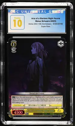 Weiss Schwarz GRADED Aria Starless Night Asuna SAO SR PRISTINE 10 CGC ENGLISH - Image 1