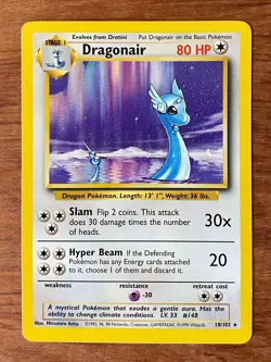 1999 Pokemon TCG Dragonair 18/102 Rare Base Set WOTC Vintage Card - Image 1