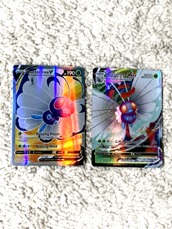 Set of 2 Butterfree V+VMax Holo Fan Art Display Collector Card NM! - Image 1