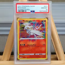Reshiram Amazing Rare #017 PSA 10 Shining Fates Gem Mint Graded Card - Image 1