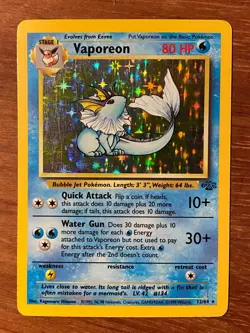 Vaporeon Jungle Holo Unlimited Rare Pokemon TCG 12/64 Vintage Card WOTC - Image 1