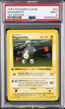 1999 POKEMON BASE SET 1ST EDITION #53 MAGNEMITE PSA 9 - Image 1