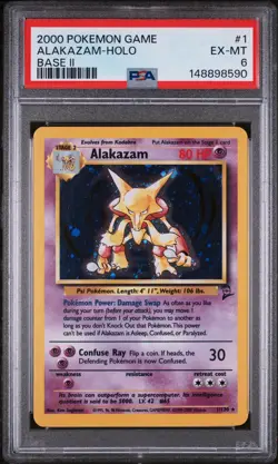 2000 Pokemon Base Set 2 Alakazam Holo #1 PSA 6 EX-MT WOTC Vintage - Image 1