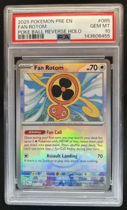 2025 Pokemon Prismatic Evolutions Fan Rotom Reverse Poke Ball #085/131 PSA 10 - Image 1